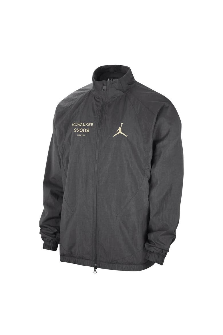 Men's Jordan Brand Gray Milwaukee Bucks Courtside Statement Edition Jumpman Jam Full-Zip Jacket, Alternate, color, Gray