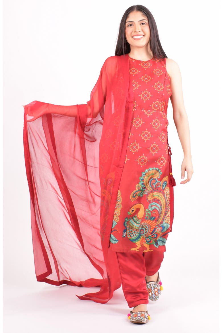 Noel Silk Salwar Kameez, Alternate, color, Red
