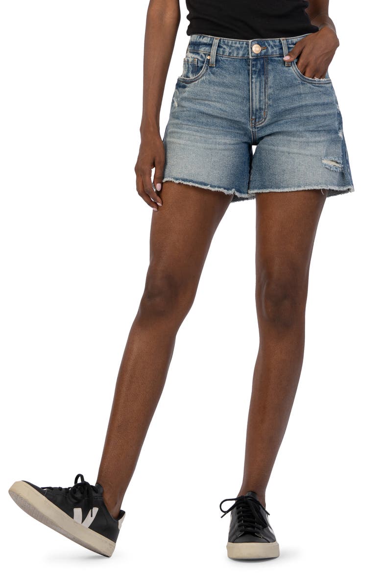 KUT from the Kloth Jane High Waist Fray Hem Cutoff Denim Shorts, Main, color, 