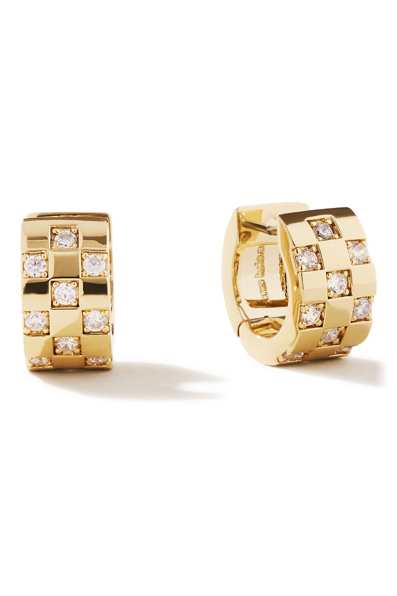 Eden Cubic Zirconia Huggie Hoop Earrings, Main, color, GOLD / CLEAR