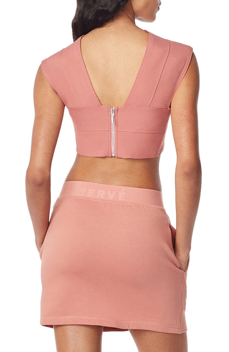 HERVE BY HERVE LEGER Crossover Bandage Knit Body-Con Bra, Alternate, color, 