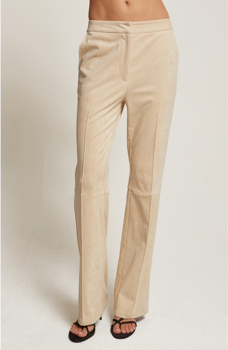 CRESCENT Faux Suede Flared Pants, Main, color, Light Beige
