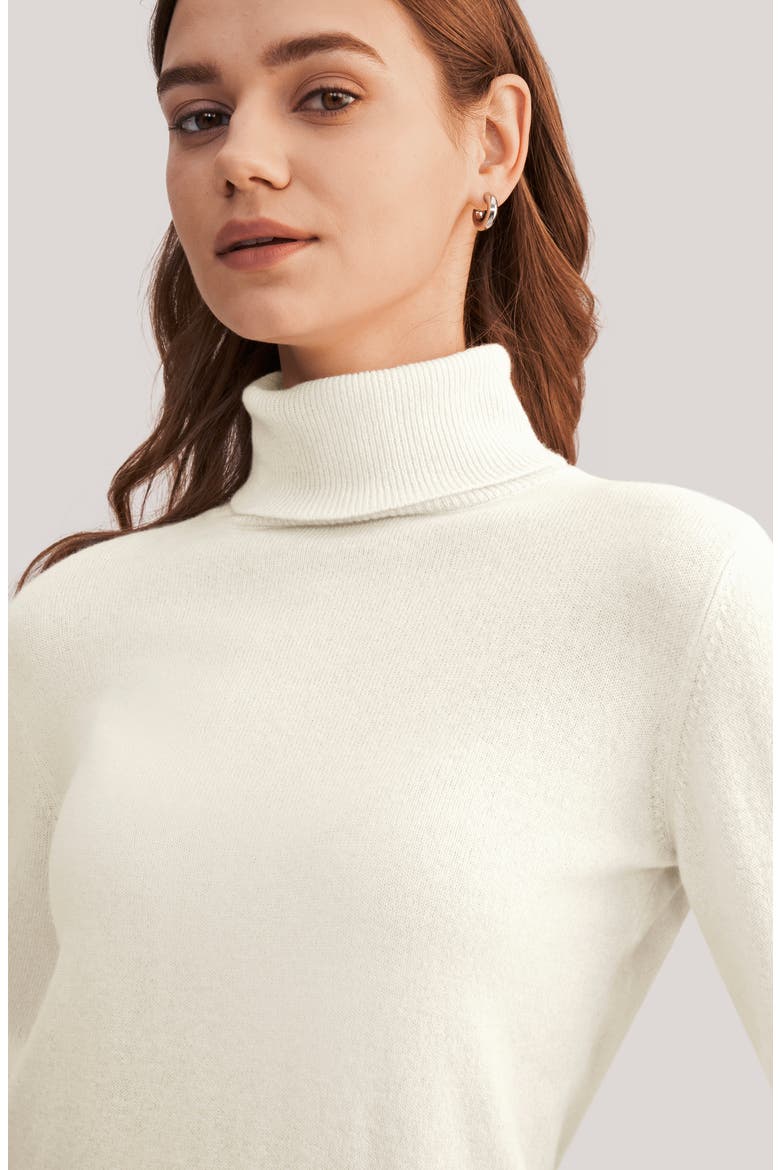 Women's Pure Cashmere Turtleneck Sweater, Alternate, color, White