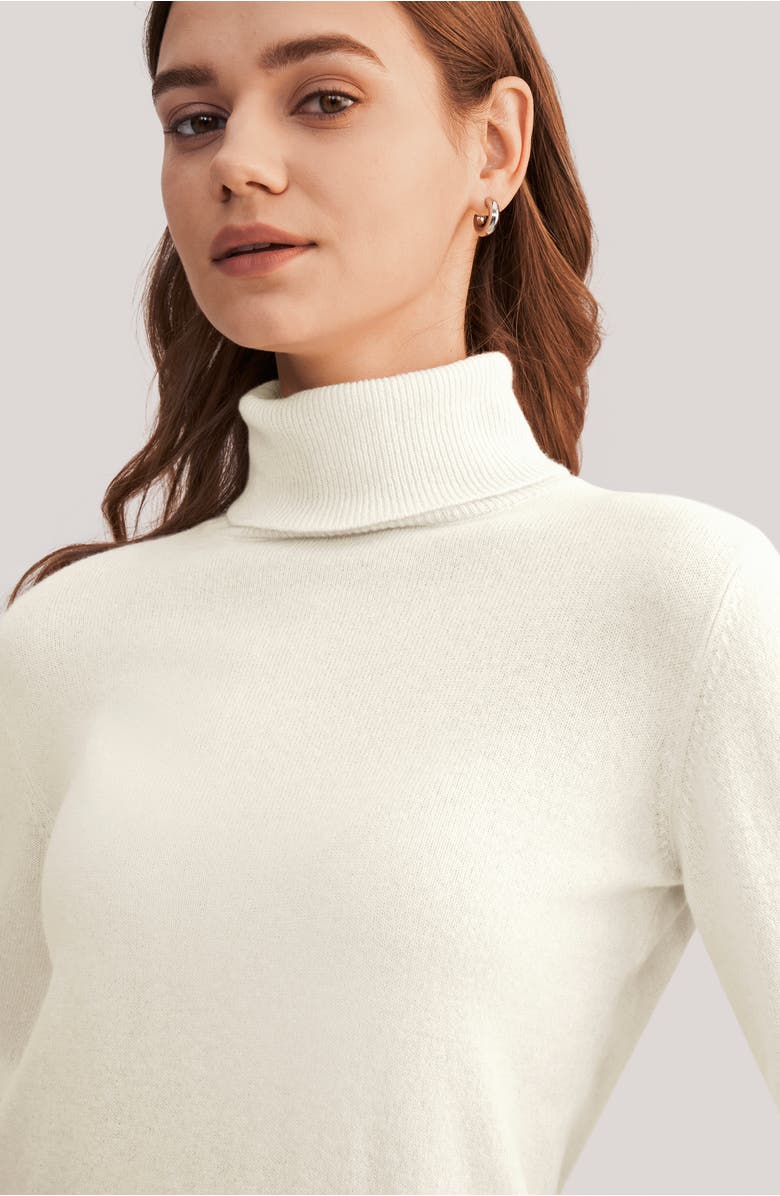 Lilysilk Women's Pure Cashmere Turtleneck Sweater, Alternate, color, White