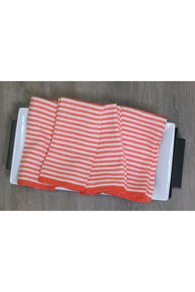 Ticking Stripe Napkins - Set of 4, Alternate, color, Clementine 20" x 20"