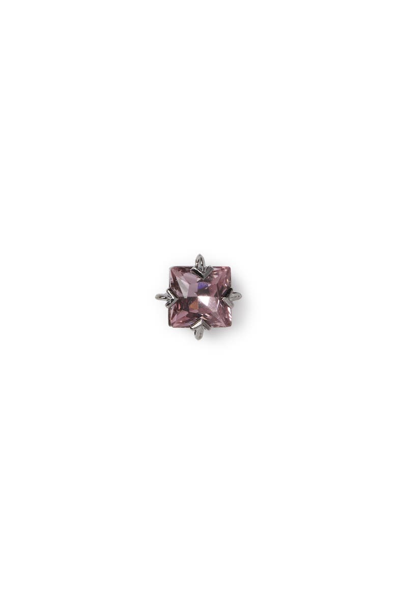 Men's Black Bling Square Mono Earring, Main, color, Silver