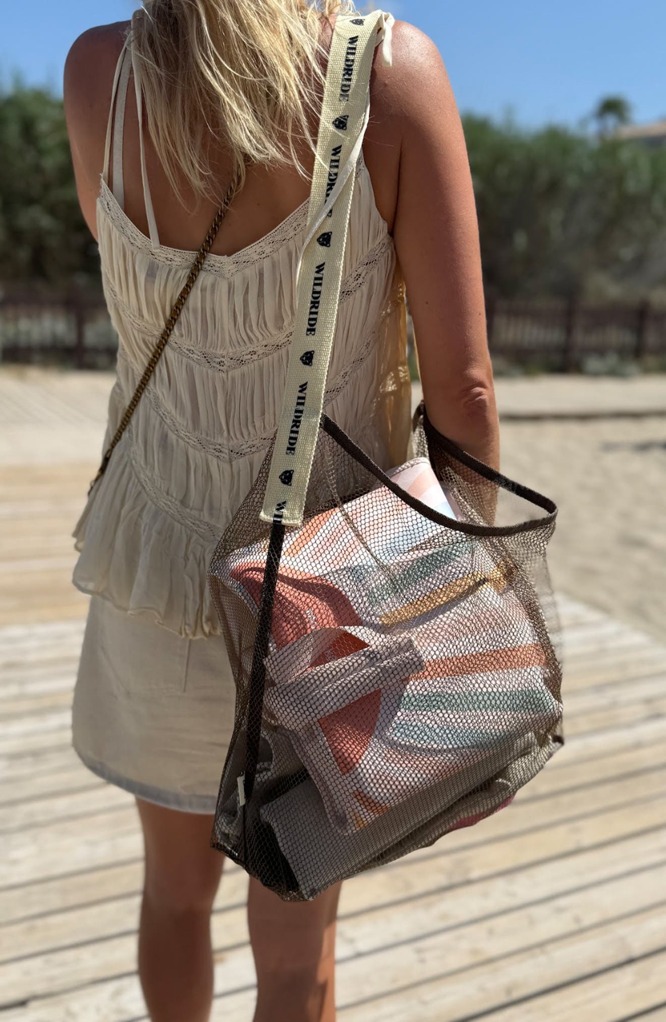 WILDRIDE Mesh Beach Bag, Alternate, color, Coffee