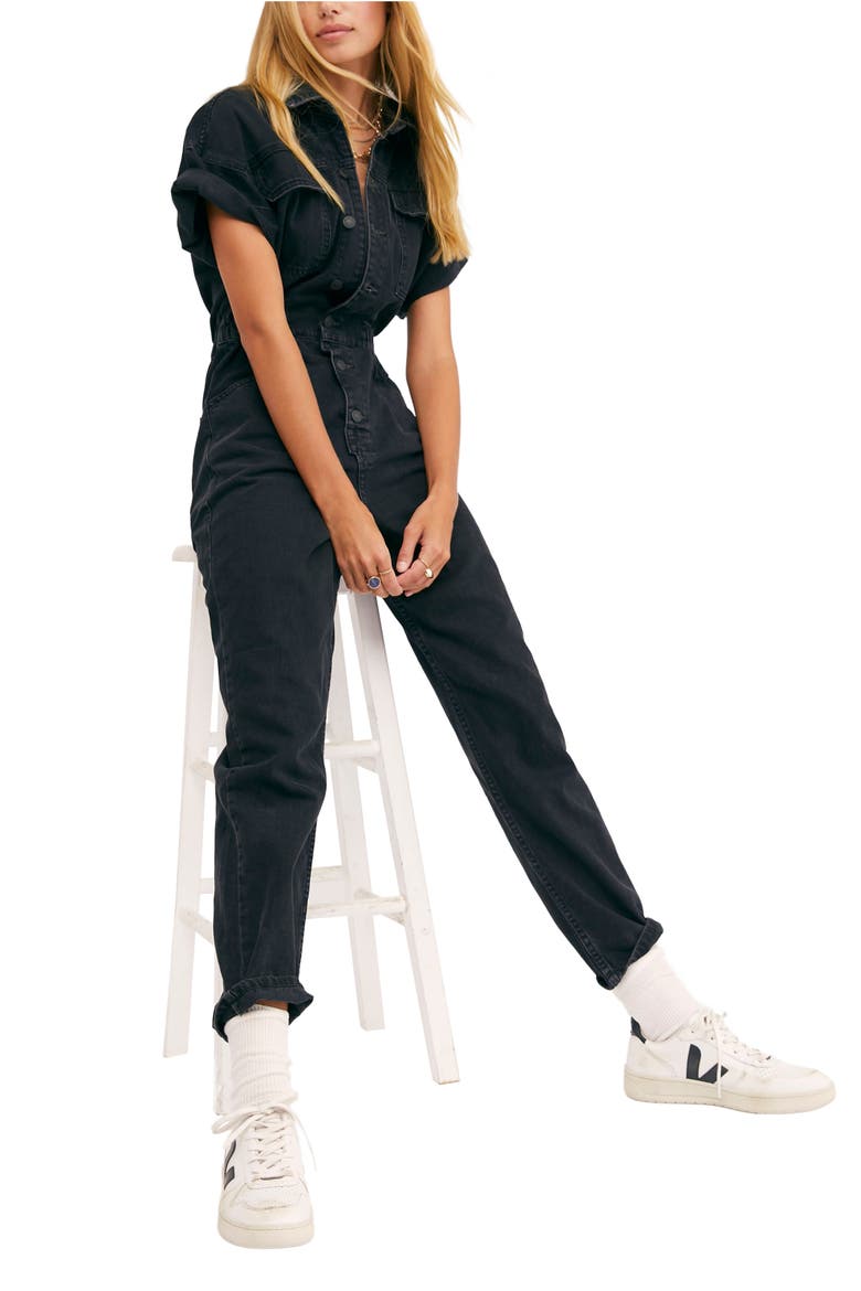 ARGUE BUFFY MUSE OVERALL BLACK ブラック FREE Free People We the Free Marci Denim Jumpsuit (Women) | Nordstrom