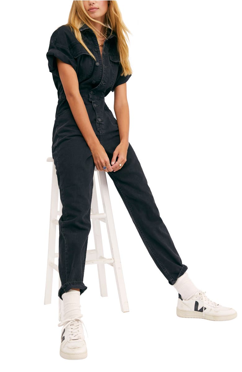 Free People We the Free Marci Denim Jumpsuit, Alternate, color,