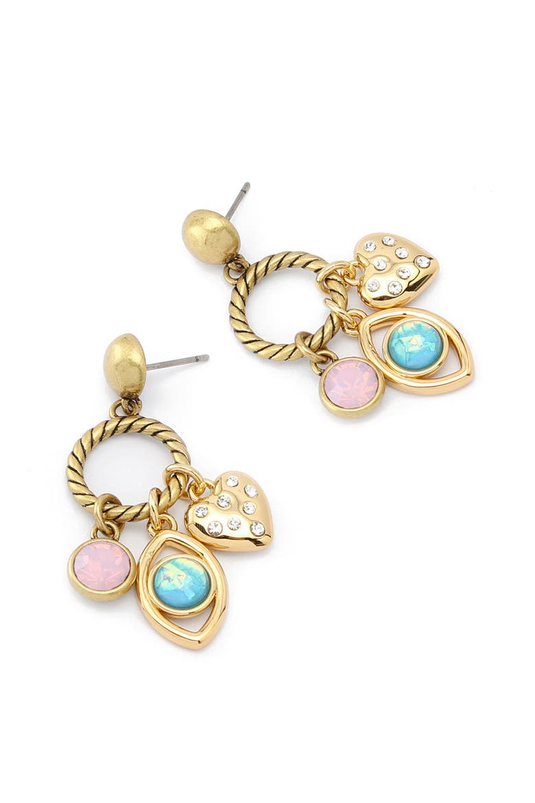 Charm Drop Earrings, Alternate, color, GOLD MULTI