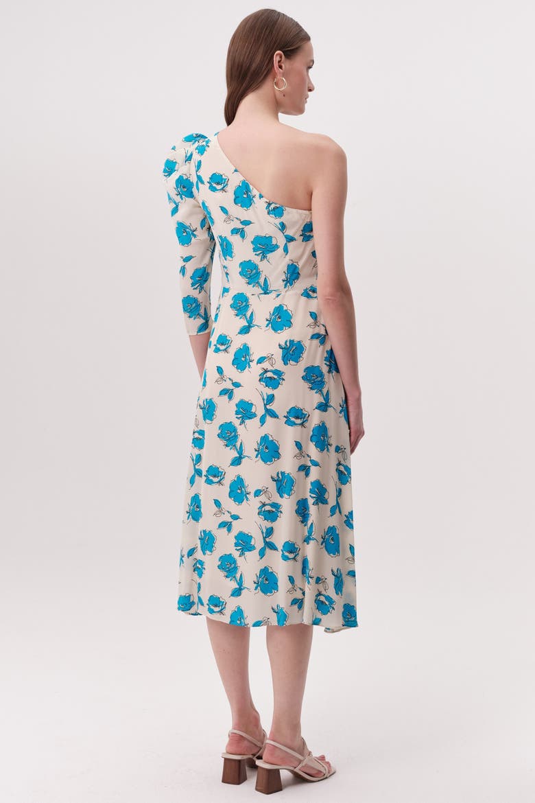 One Shoulder Floral Print Midi Dress, Alternate, color, MULTICOLOR