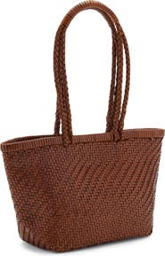 MANGO Braided Leather Shoulder Bag