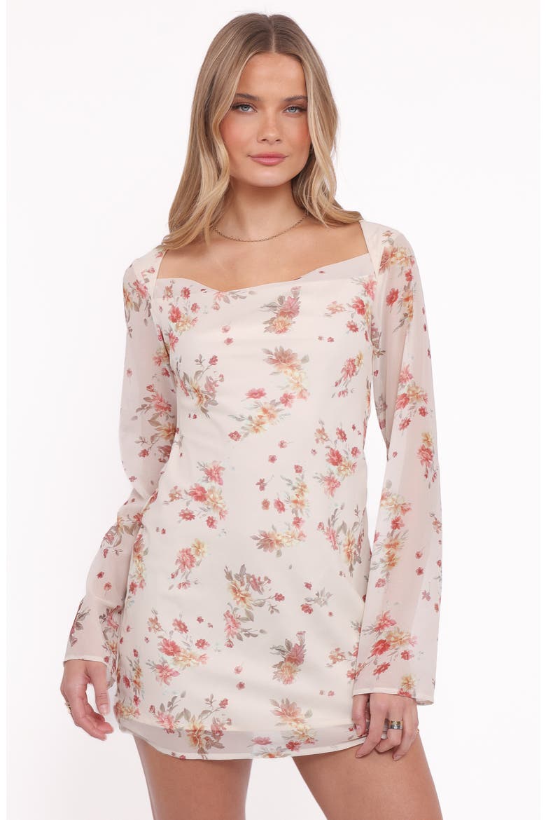 Everlyn Long Sleeve Minidress, Alternate, color, CREAM FLORAL