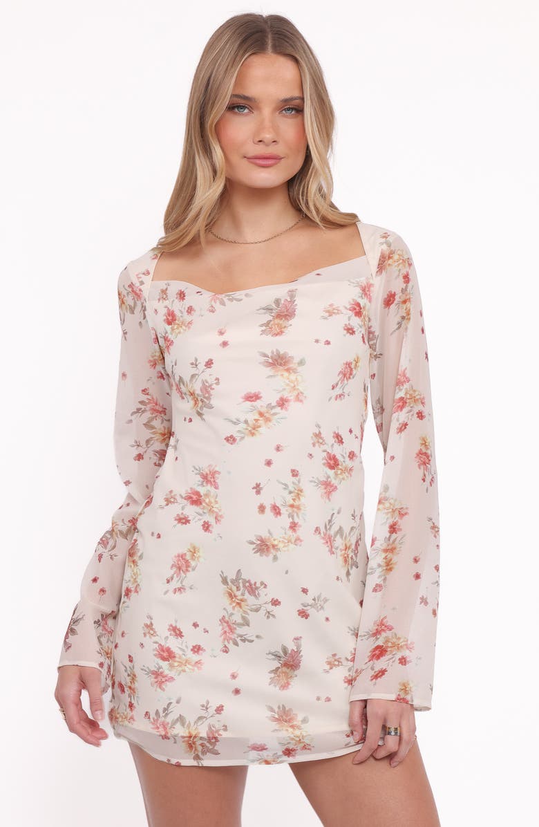 Petal & Pup Everlyn Long Sleeve Minidress, Alternate, color, Cream Floral