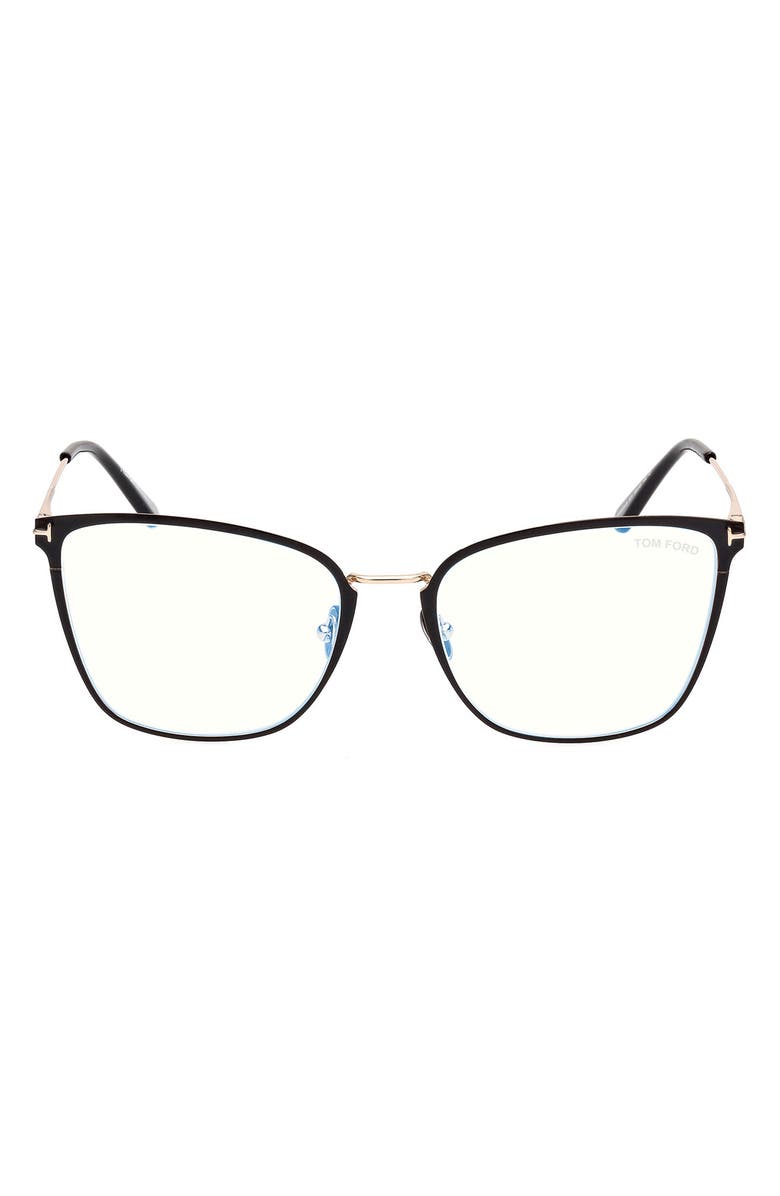TOM FORD 56mm Butterfly Blue Light Blocking Glasses, Main, color, 
