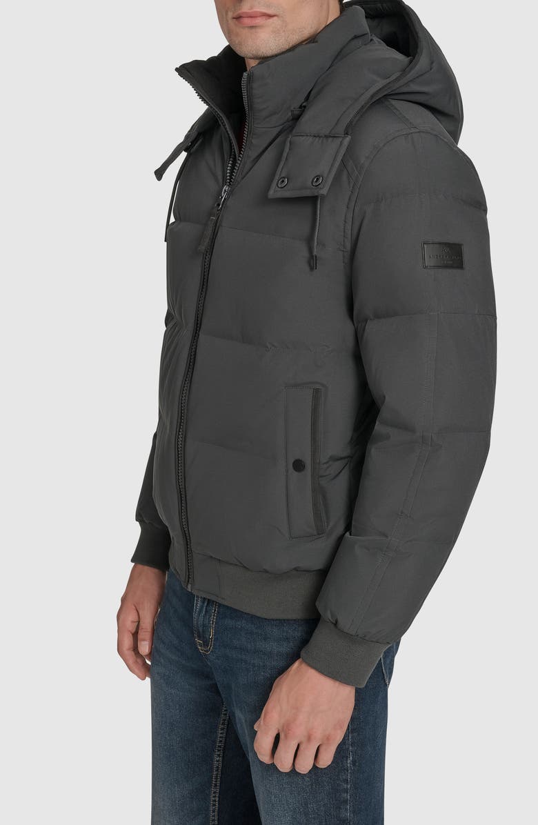 Andrew Marc Langham Water Resistant Hooded Puffer Bomber Jacket, Alternate, color, Charcoal