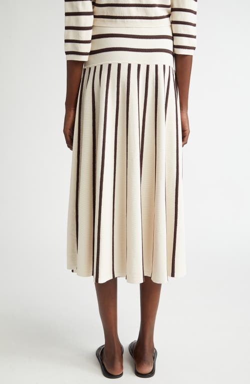 Shop Zimmermann Stripe Midi Sweater Skirt In Cream/chocolate