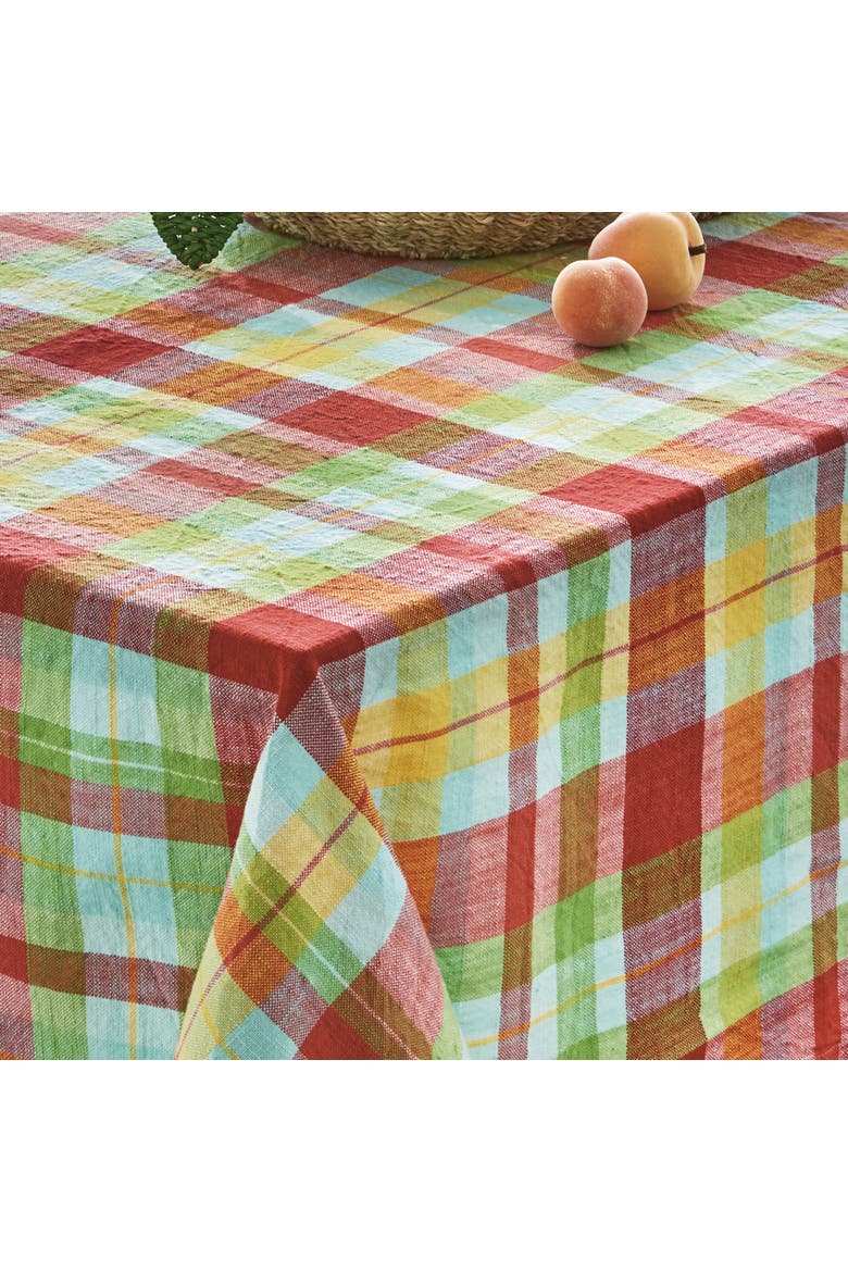Fresh Pick Plaid Tablecloth Multi Cotton Summer, Alternate, color, Red