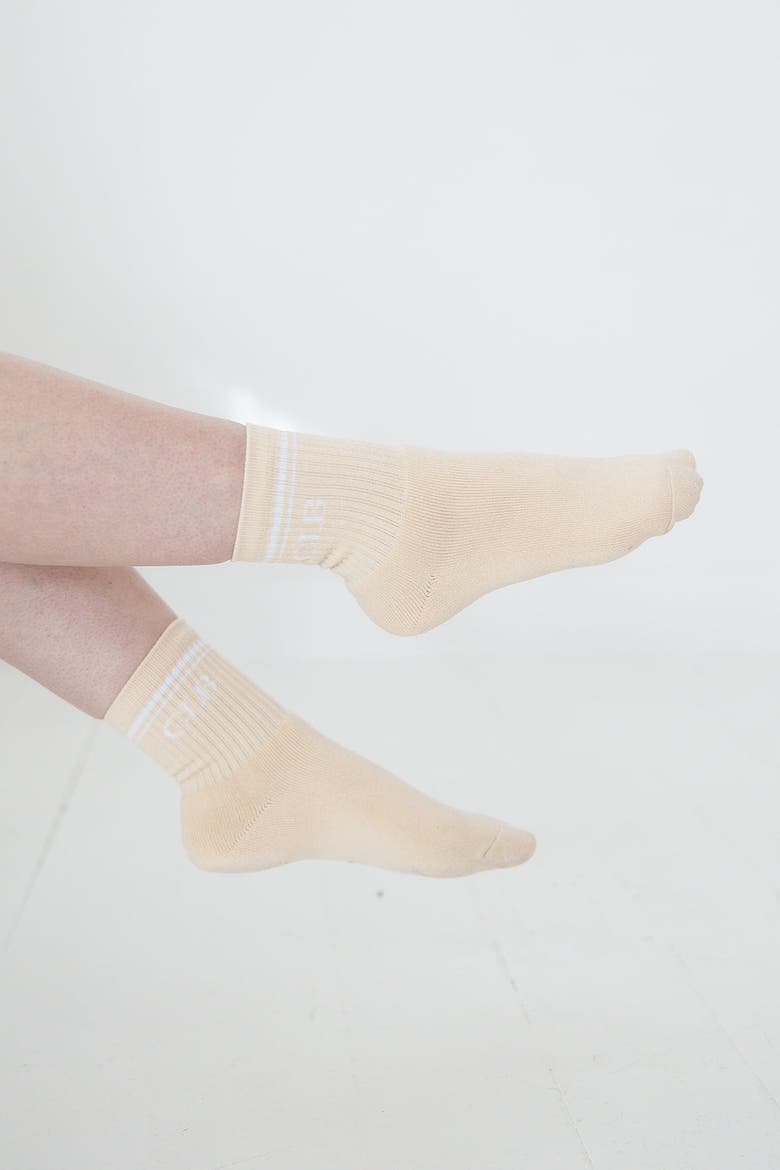 Half Crew Socks - Foot Soldier Mom Cushioned Comfort for All-Day Support - Cream, Alternate, color, Beige