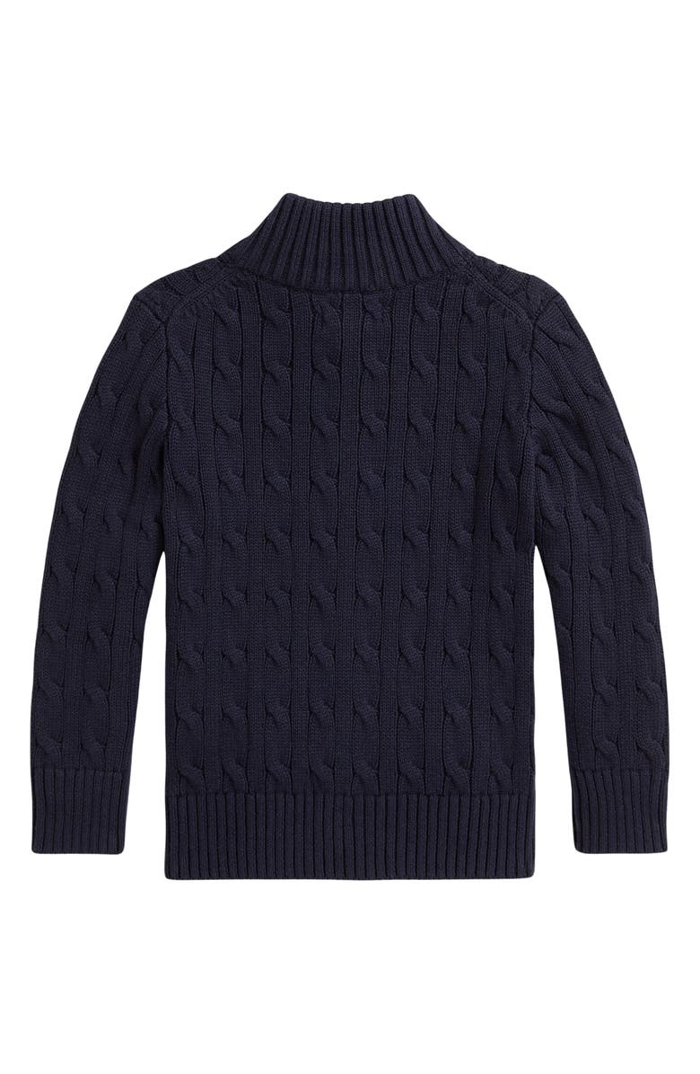 Polo Ralph Lauren Cotton Cable Zip Cardigan, Alternate, color, Navy