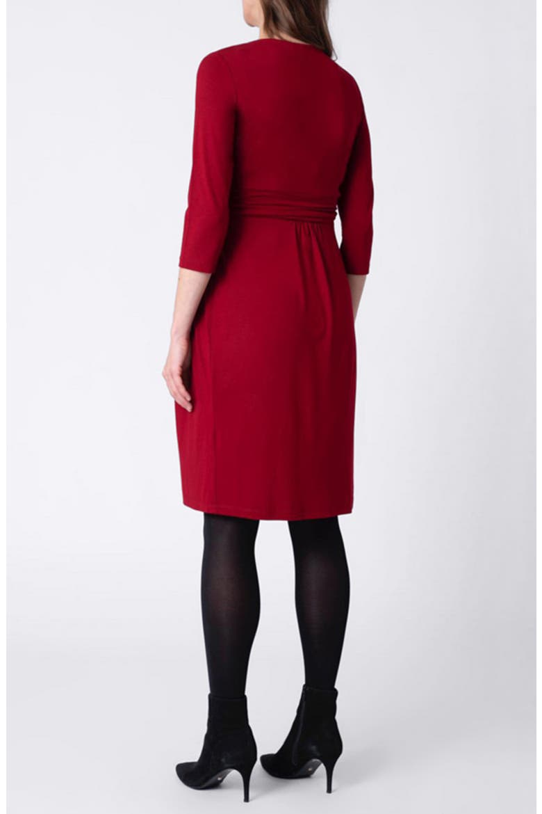 Pleated Waist Maternity/Nursing Dress, Alternate, color, DARK RED