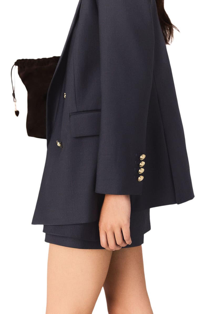 maje Blazer with gold buttons, Alternate, color, Navy