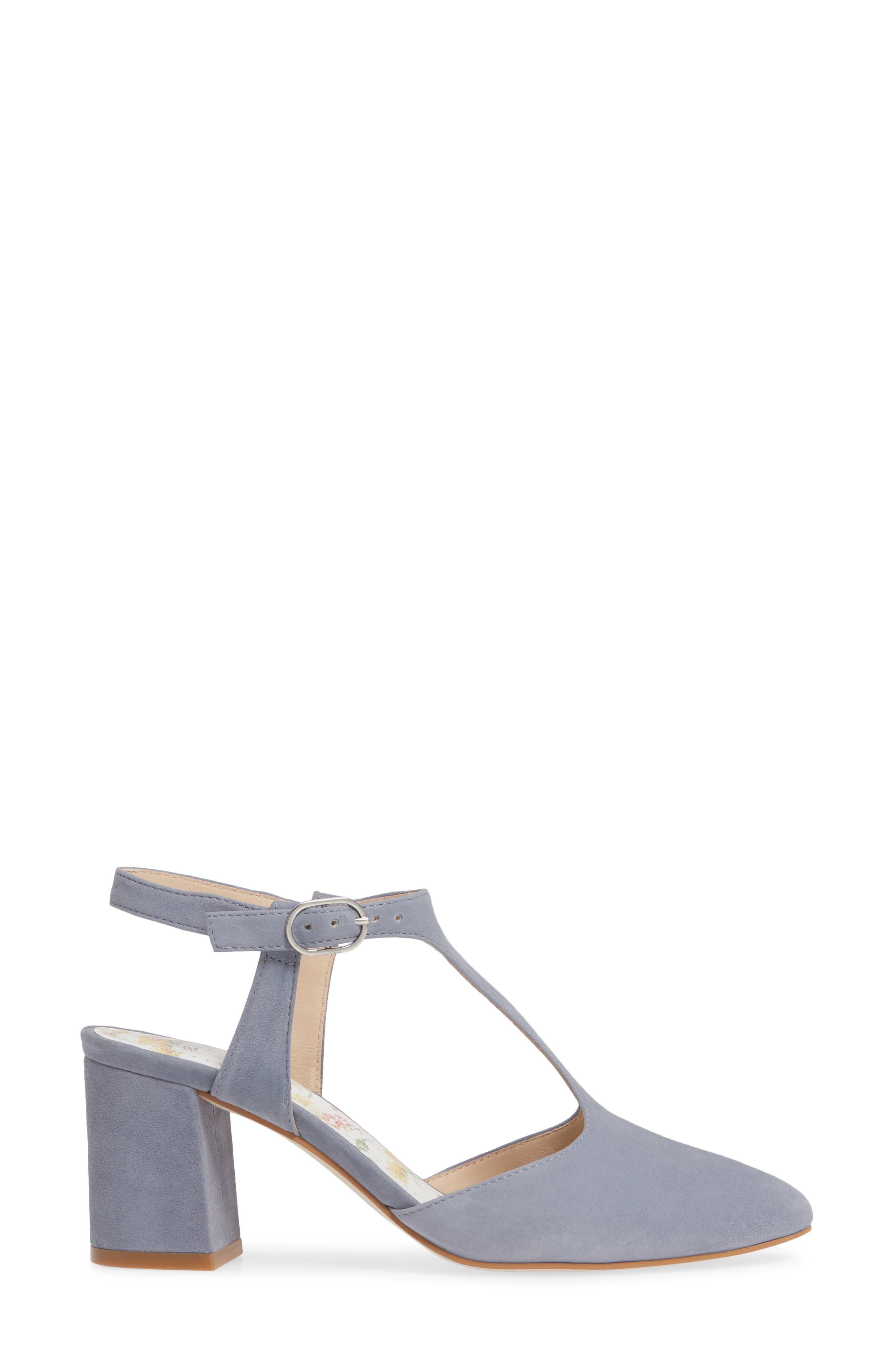 Laina T-Strap Pump, Alternate, color, DENIM SUEDE NAPPA LEATHER