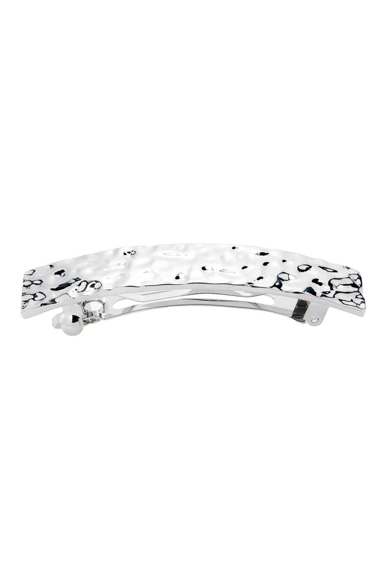 Alia Hammered Barrette, Main, color, SILVER