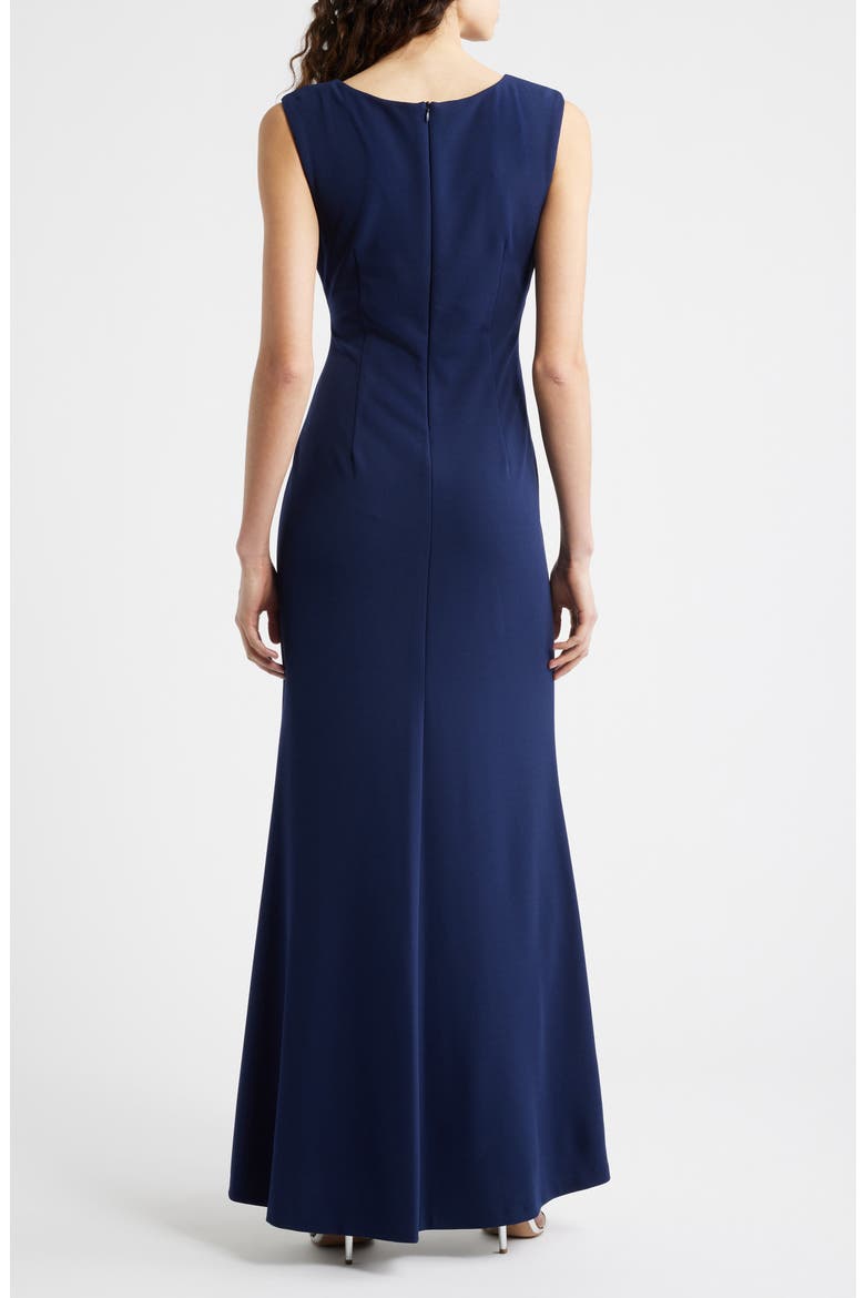 Flower Appliqué Jersey Gown, Alternate, color, NAVY