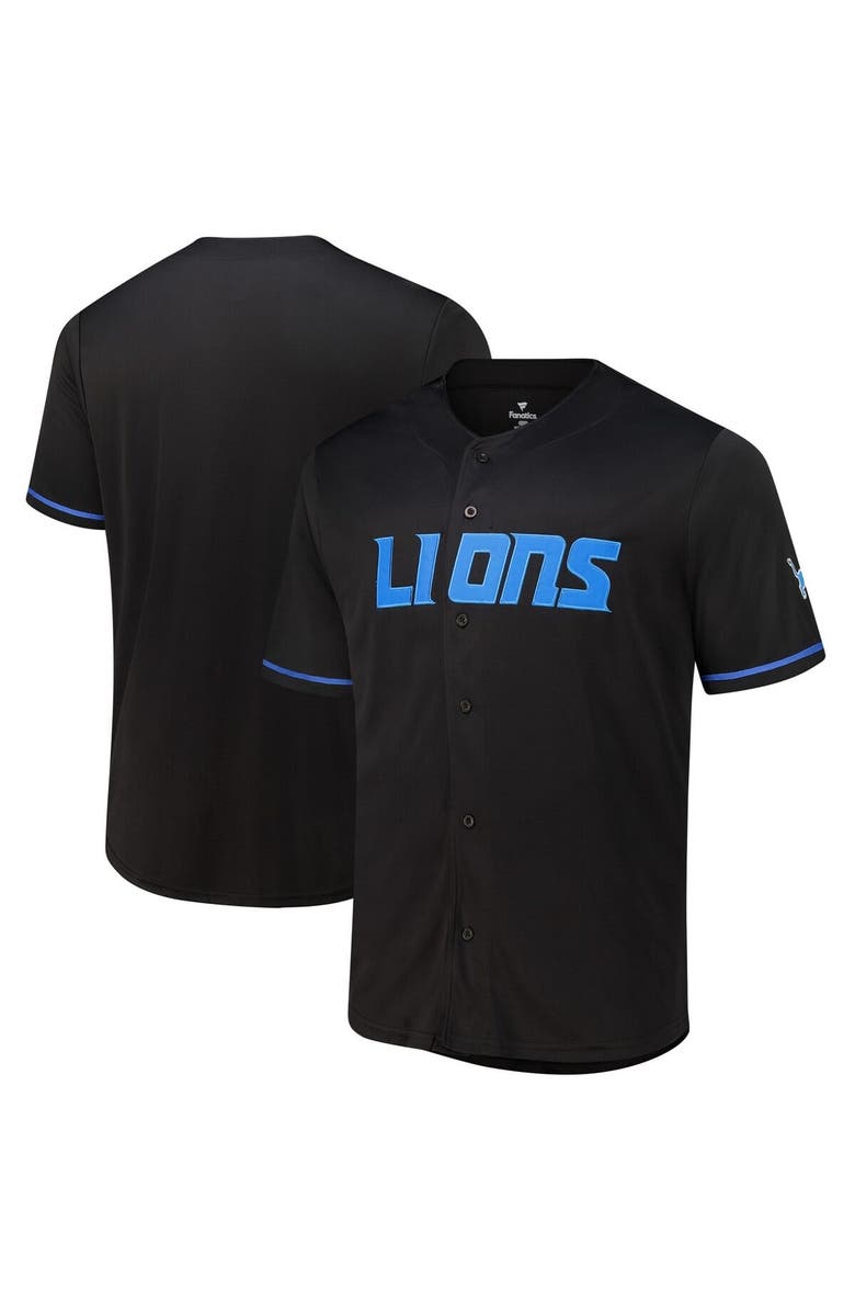 FANATICS Men's Fanatics  Black Detroit Lions Pop Full-Button Jersey, Alternate, color, Black
