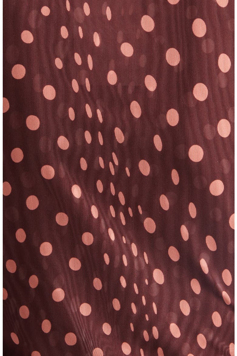 V-Neck Sleeveless Polka Dot Mesh Midi Dress, Alternate, color, BURGUNDY/ PINK