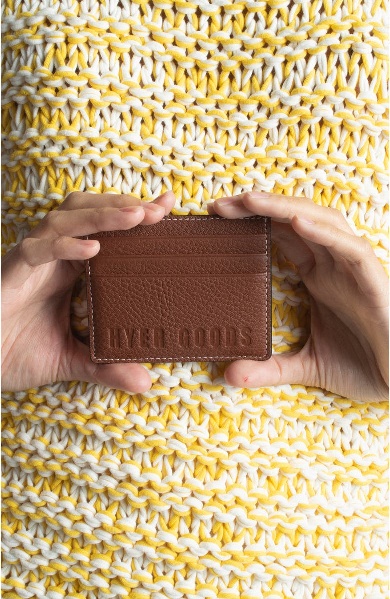 HYER GOODS Upcycled Leather Card Wallet, Alternate, color,