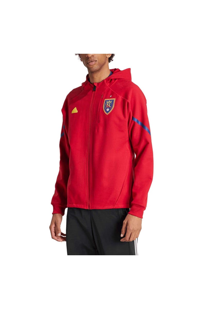 adidas Men's adidas Red Real Salt Lake 2024 Anthem Travel Raglan Sleeve Full-Zip Jacket, Main, color, 