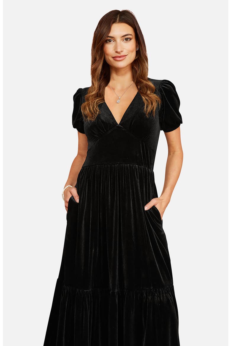 Velvet Midi Dress, Alternate, color, Black