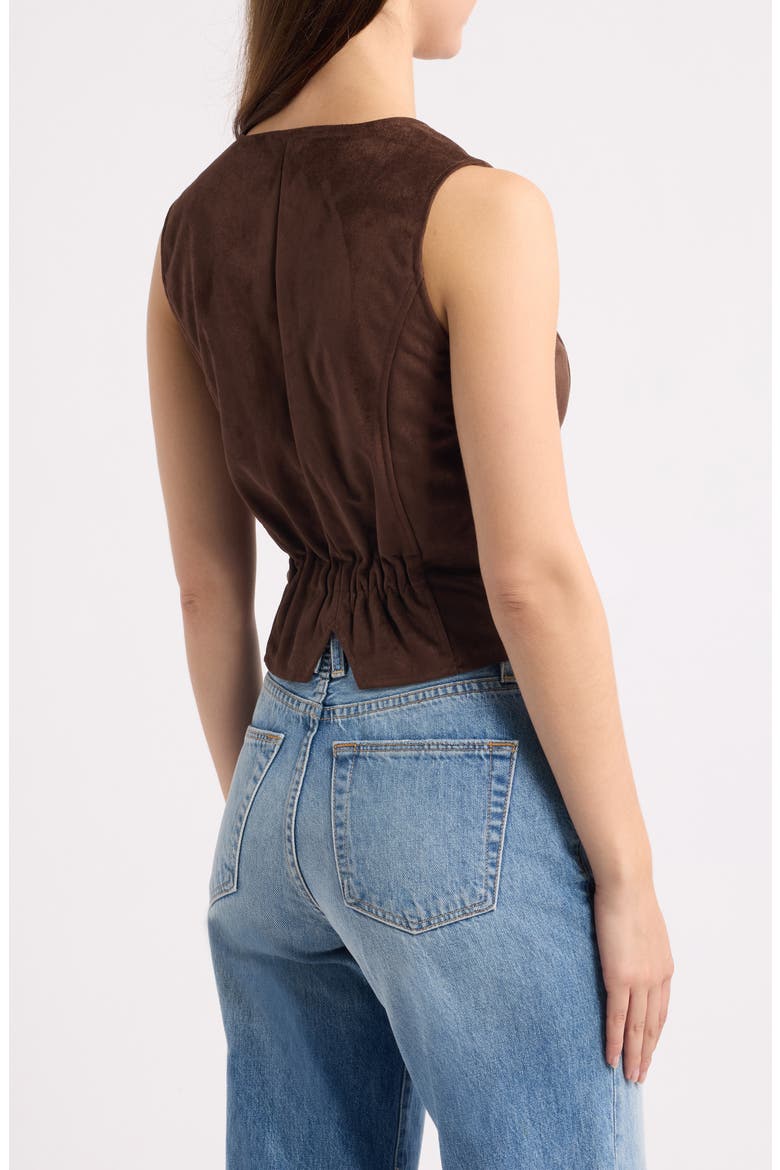 Fontana Button-Up Vest, Alternate, color, DARK CHOCOLATE