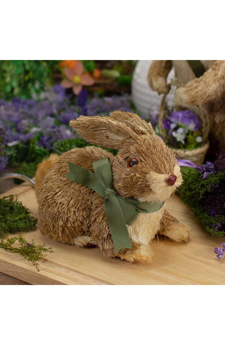 Northlight Sisal Easter Bunny Figure with Ribbon Bow Decoration - 8", Alternate, color, 