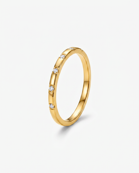 Diamond Polka Dot Stacker Ring 14K