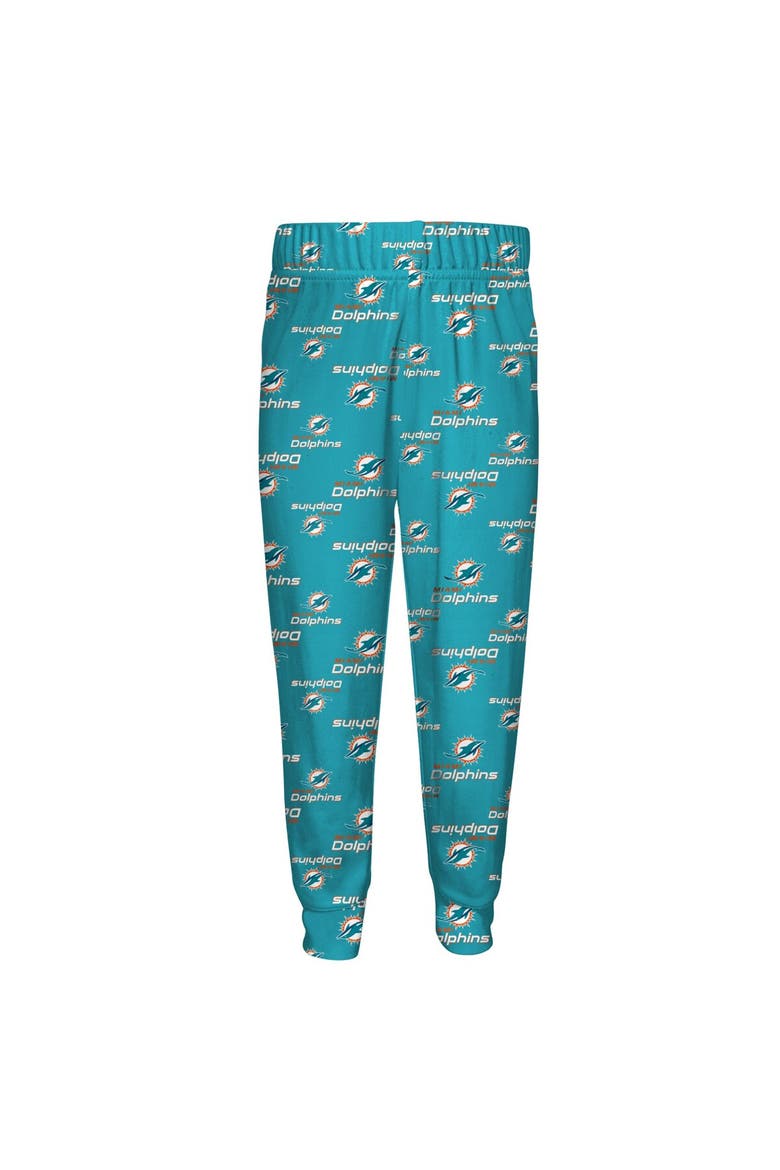 Preschool Outerstuff Aqua Miami Dolphins All-Over-Print Long Sleeve T-Shirt and Pants Sleep Set, Alternate, color, Aqua