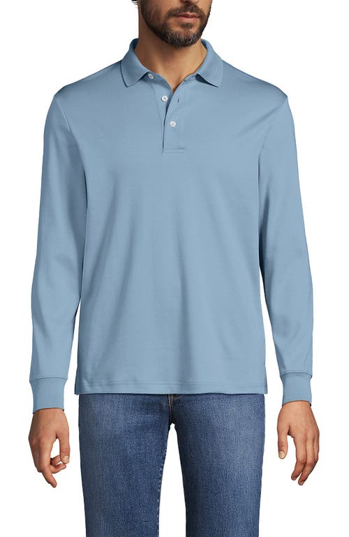 Lands' End Long Sleeve Cotton Supima Polo Shirt In Blue