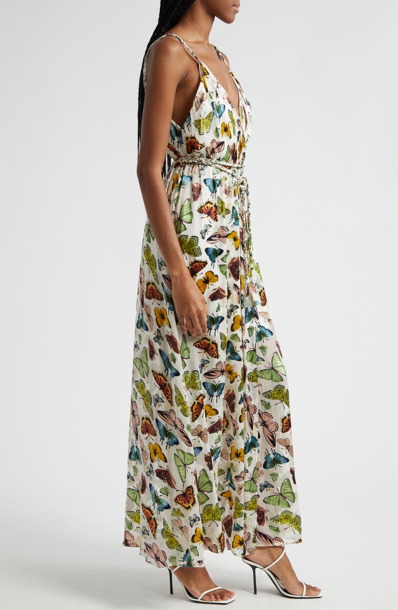 Alice + Olivia Samantha Butterfly Print Faux Wrap Maxi Dress, Alternate, color, 