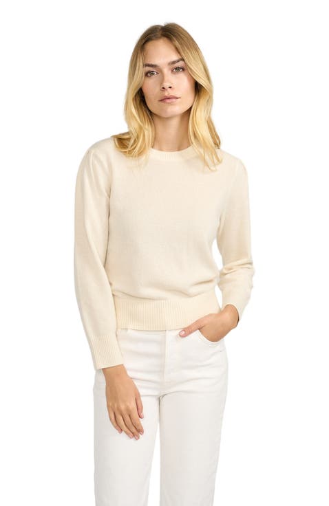 Puff Sleeve Cashmere Crewneck