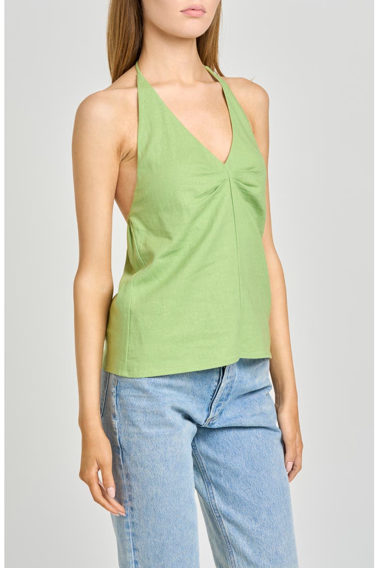 Kaia Linen Blend Halter Top, Alternate, color, PISTACHIO