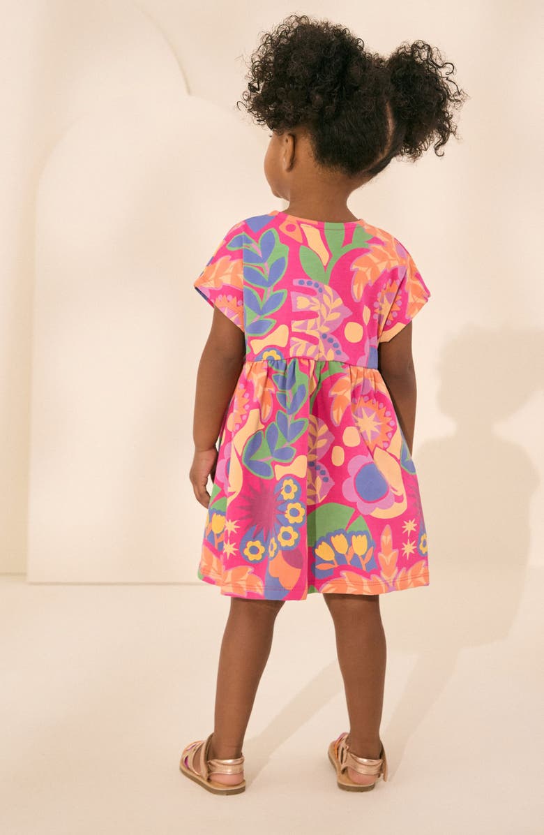 NEXT Kids' Floral Cotton Jersey Dress, Alternate, color, Pink
