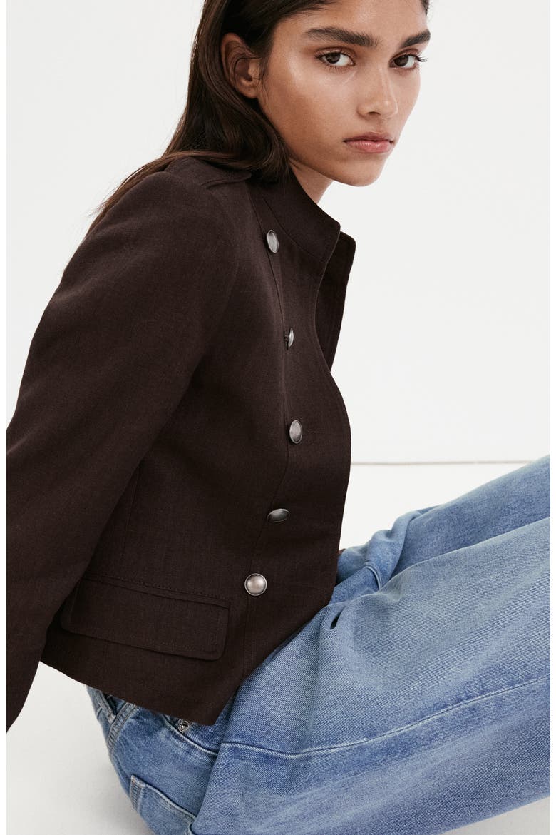 Military Linen Jacket, Alternate, color, CHOCOLATE