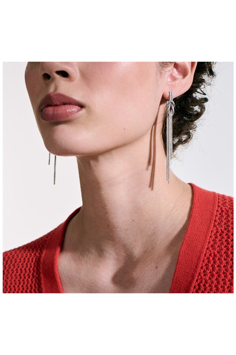 Love Knot Drop Earrings, Alternate, color, SILVER