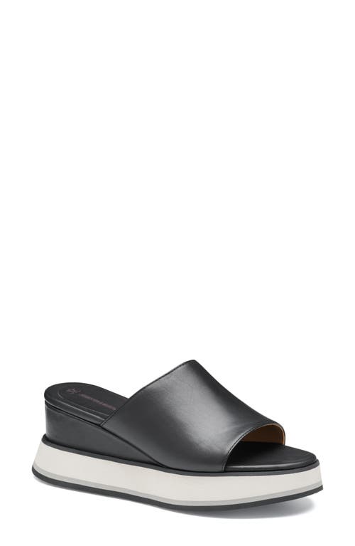 Johnston & Murphy Colleen Platform Wedge Slide Sandal In Black Nappa Leather