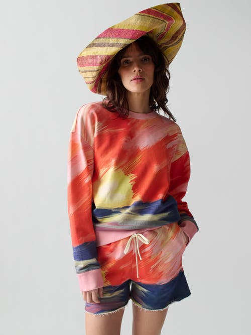 Lingua Franca Sunset Sweatshirt In Sunset Print