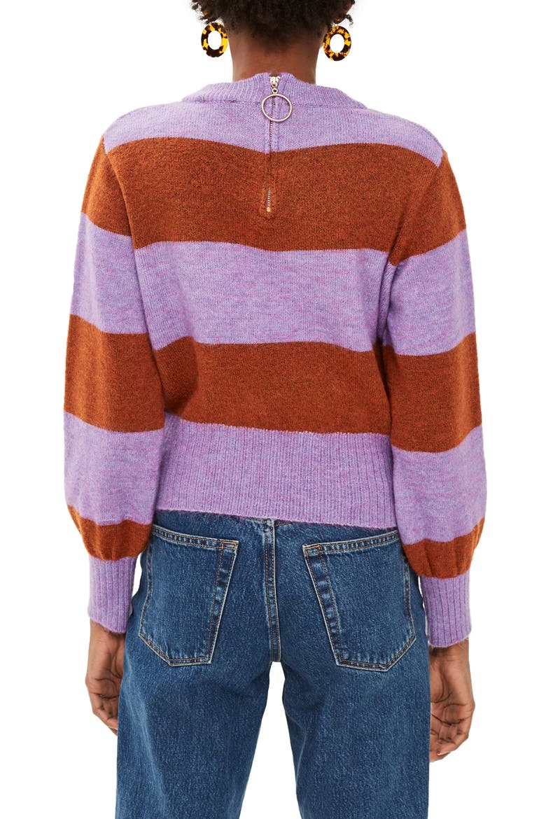 Bold Stripe Crewneck Sweater, Alternate, color, PURPLE MULTI