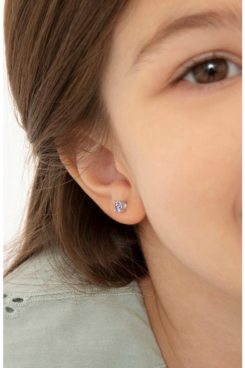 Classic Round Solitaire Earrings, Alternate, color, June