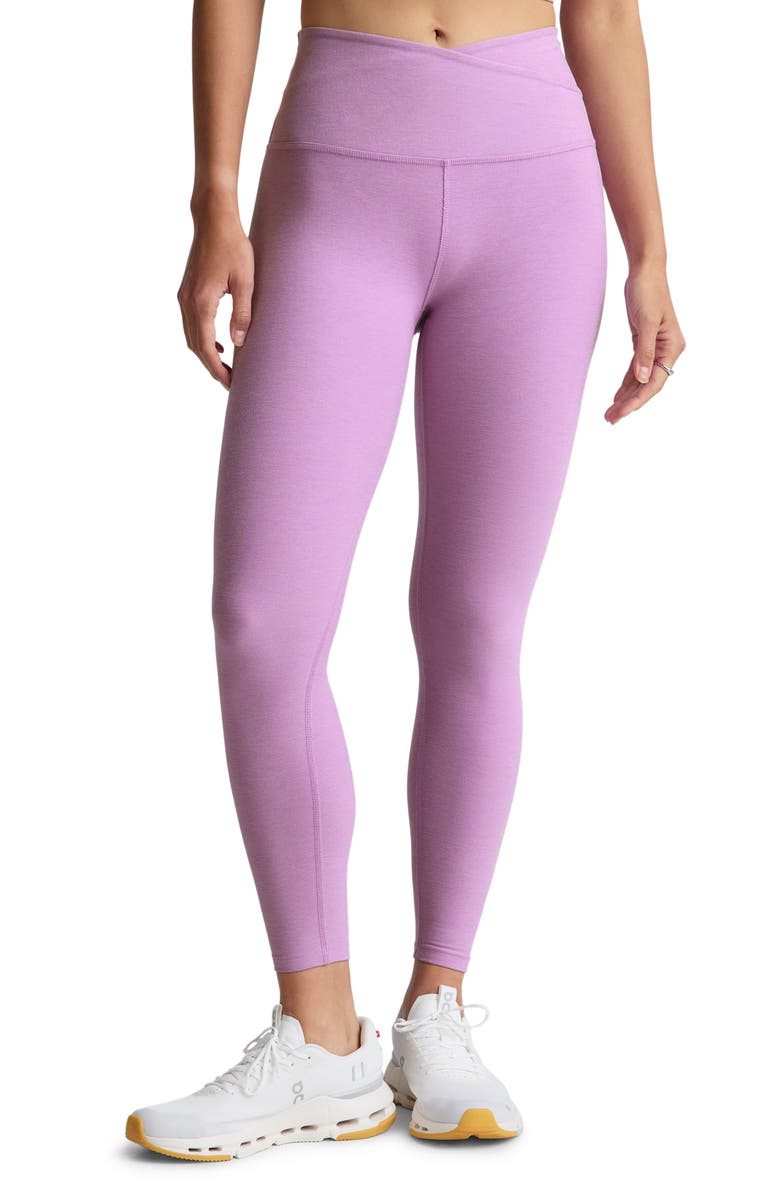 Beyond Yoga At Your Leisure Space Dye High Waist Midi Leggings, Main, color, Lilac Petal Heather